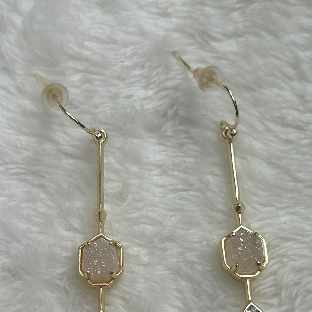Kendra Scott Gold and Blue Dangle Earrings - Picture 3 of 6